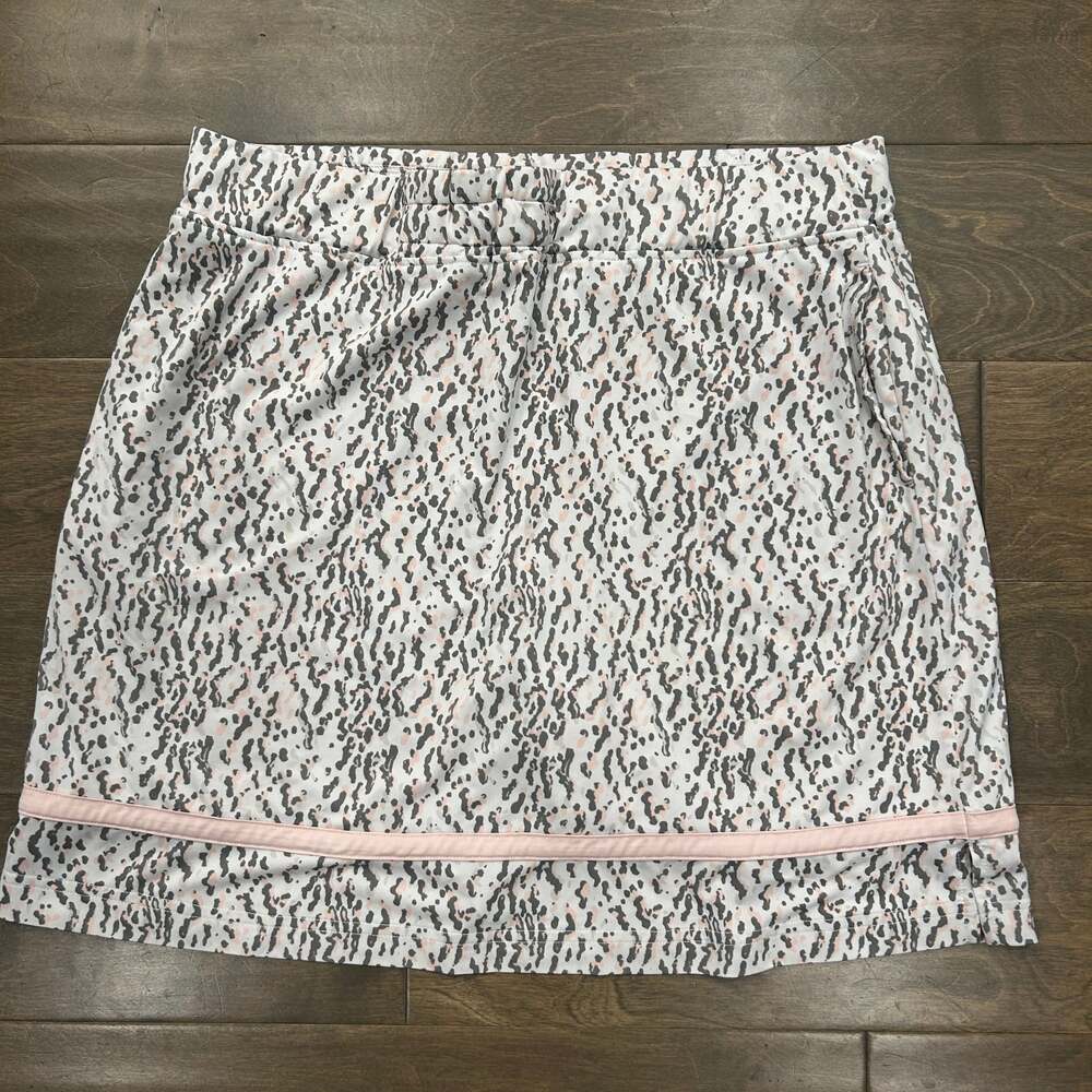 Sport Haley Skort Sz L Gray Pink‎ Animal Print Trim Stretch Golf Tennis